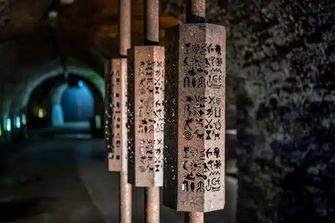 Gravure de hiéroglyphes Schär dans des tiges métalliques